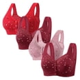 thumbnail image 1 of LOVZFMLL Bras for Women 4pc Woman's Comfortable Lace Breathable Bra Underwear No Rims Red L, 1 of 3