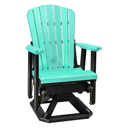 OS Home and Office Furniture Resin Fan Back Swivel Glider in Aruba Blue/Black