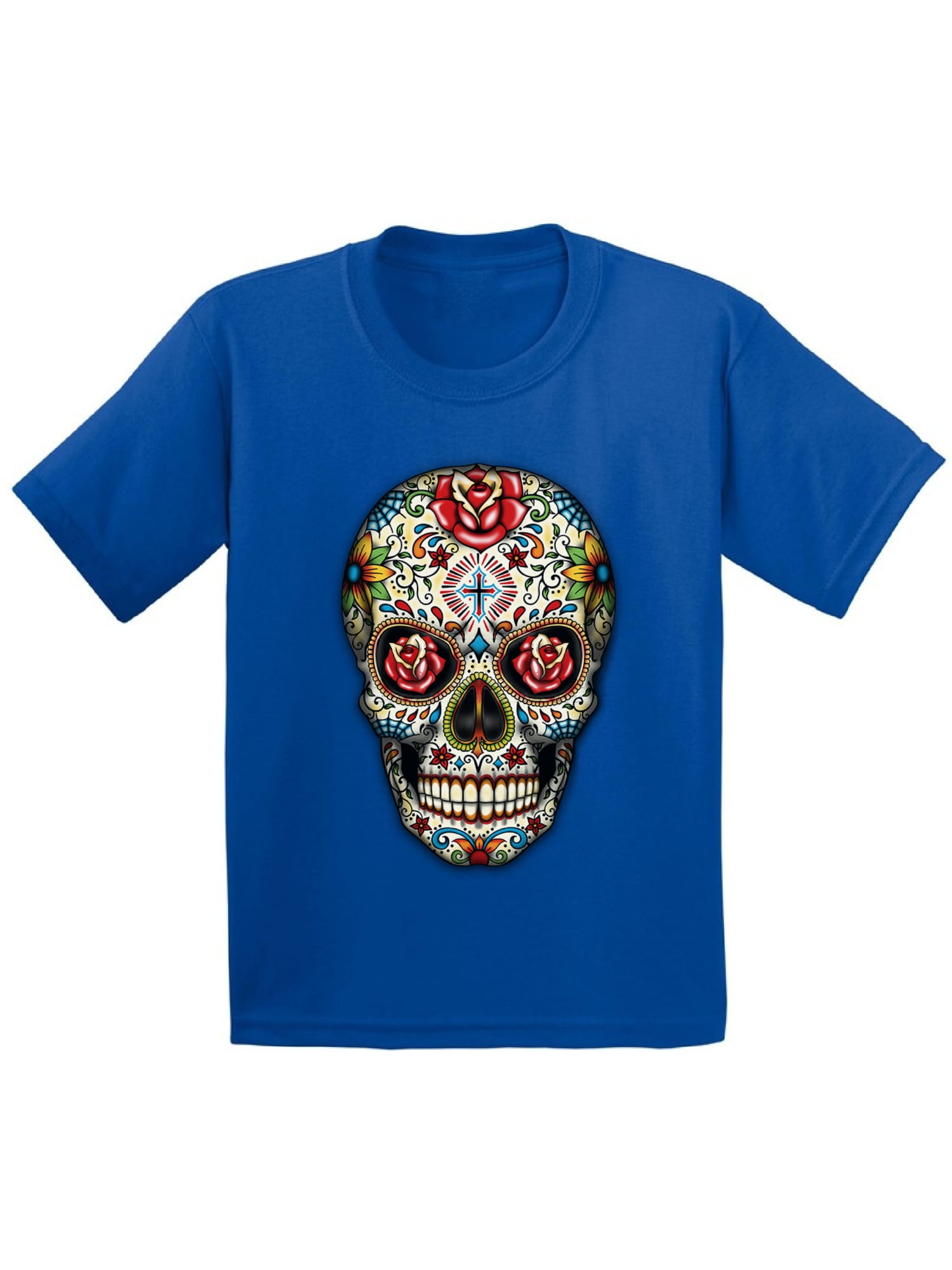 NEW Juniors Long Sleeve T-shirt Sugar Skull Halloween Jerry Leigh 100% Cotton