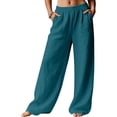 thumbnail image 2 of Women's High Waisted Baggy Cargo Pants Stretchy Wide Leg Hiking 6 Pocket, 2 of 9