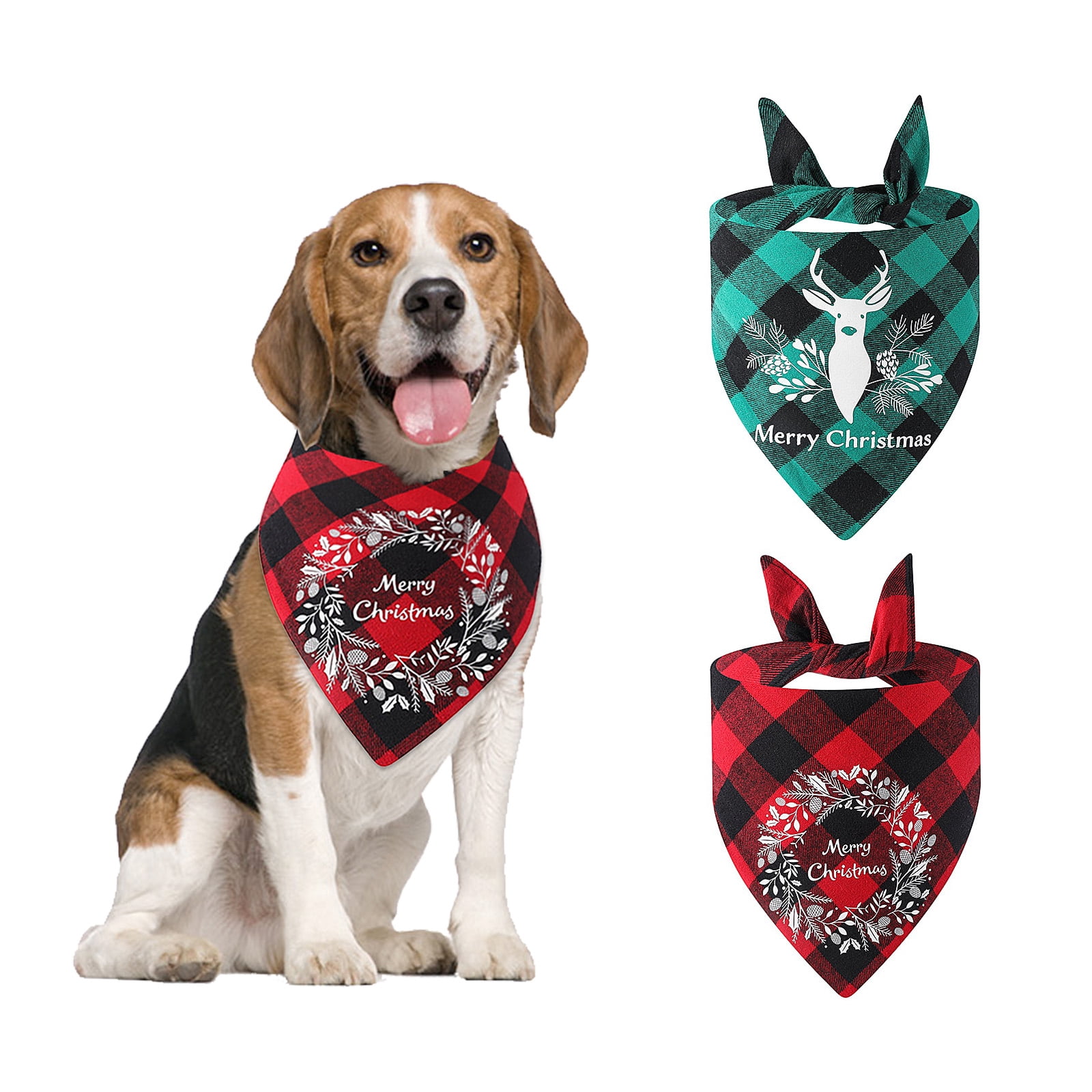 NAMSAN Dog Bandana, 2 Packs Dog Christmas Bandana Pet Christmas Costume for Small Medium Dogs