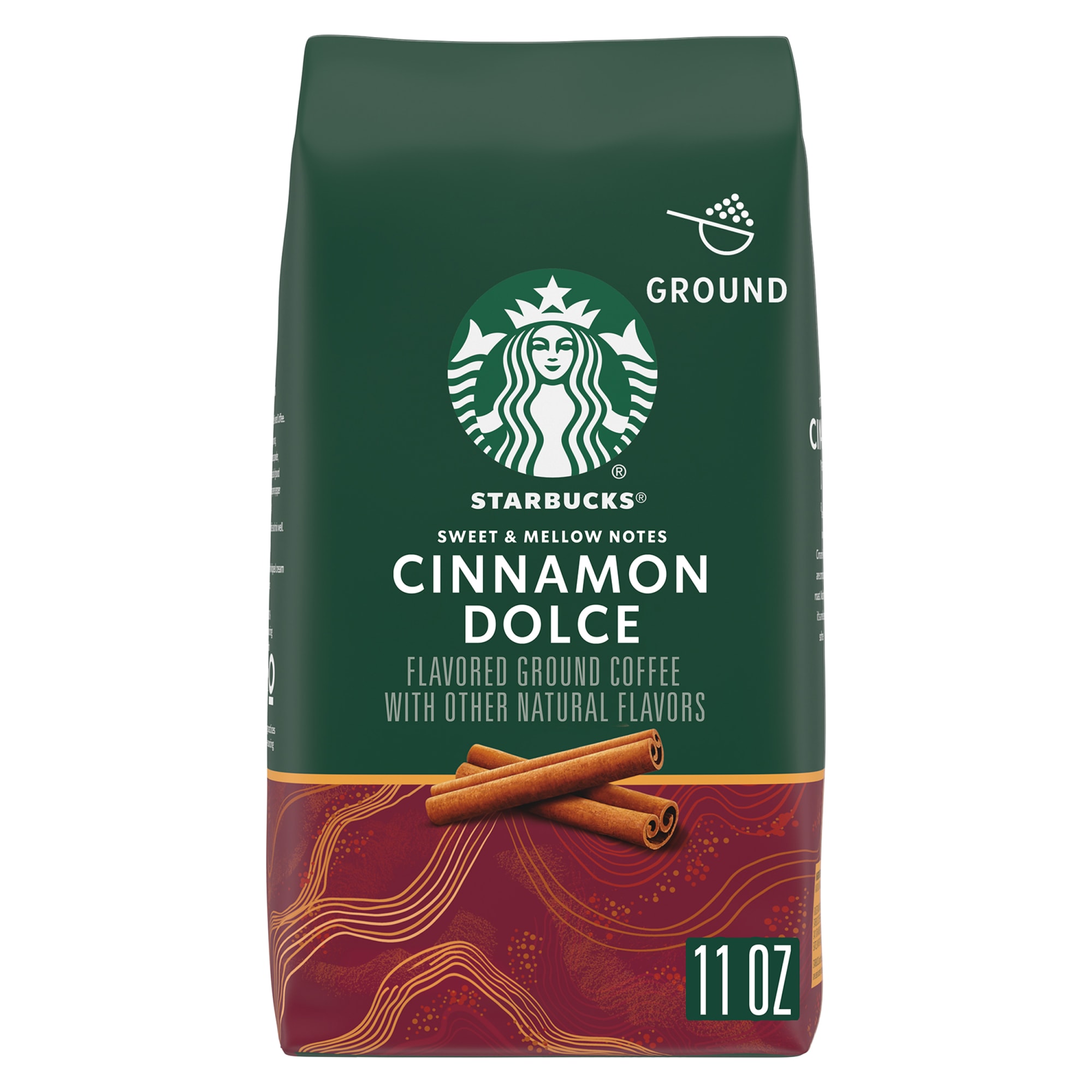Starbucks Cinnamon Dolce, Ground Coffee, Flavored Hot or Iced Coffee, 11 oz