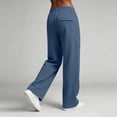thumbnail image 6 of Trousers Pants For Women Fashion Women Casual High Waist Loose Pocket Straight Solid Long Pants Navy L, 6 of 9