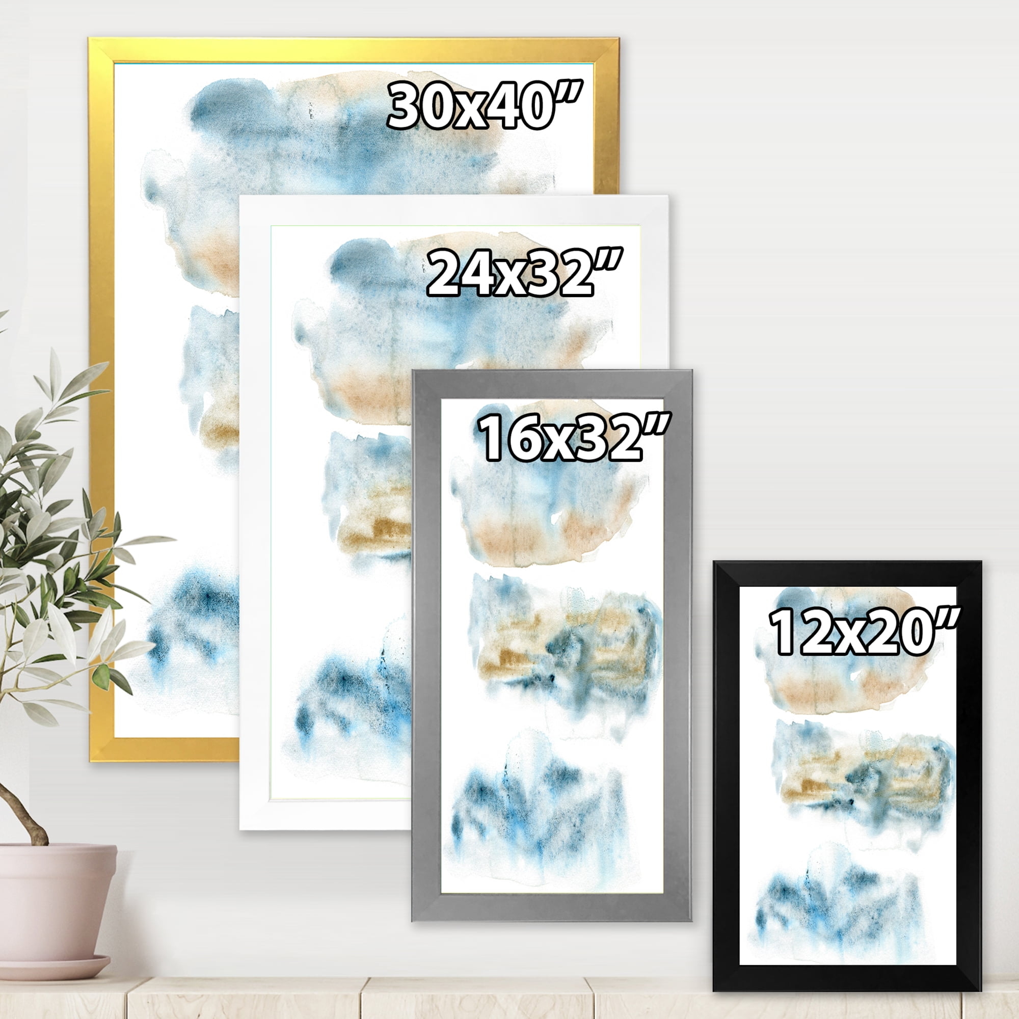 Designart 'Abstract Of Clouds Dark Blue Colored II' Modern Framed Art Print