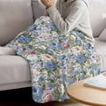 thumbnail image 3 of Blue Pink Spring Floral Blanket Soft Cozy Warm Throw Blanket for Couch, Plush Fuzzy Flannel Fleece Blankets for Sofa, Vintage Summer Botanical Bed Blankets Lightweight Gifts for Women, 40"x60", 3 of 9