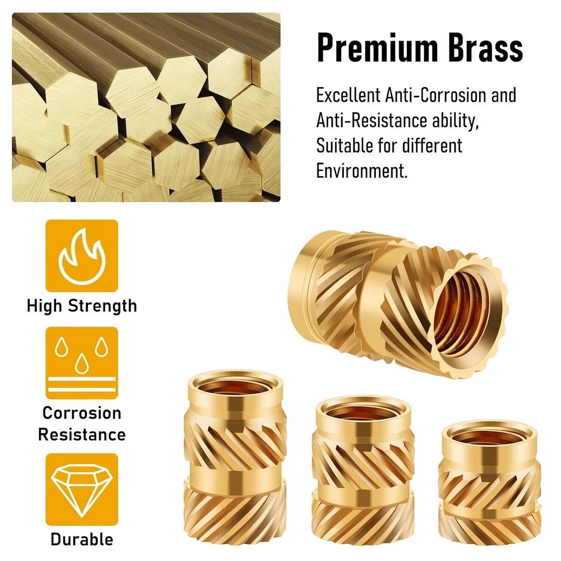 LUOLAX 300Pcs Thread Knurled Nuts M2 M3 M4 M5 M6 Brass Knurled Threaded Insert Nuts