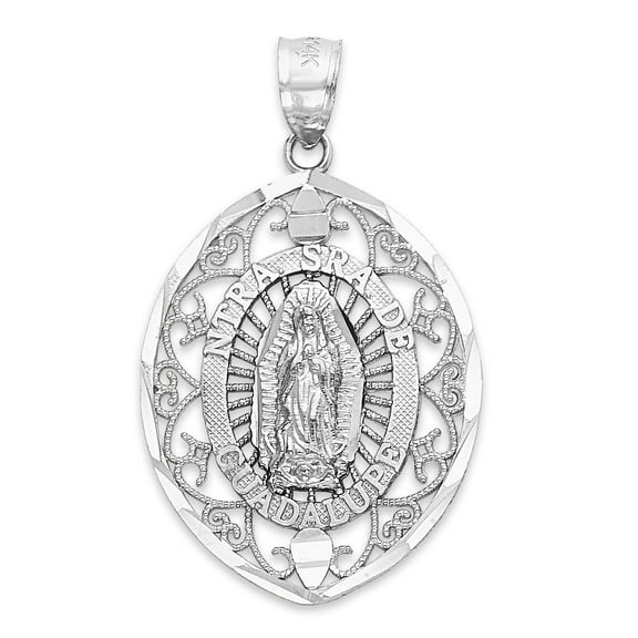 Golden Fire 925 Sterling Silver Virgin Mary Pendant - Our Lady of Guadalupe Jewelry Gifts for Women
