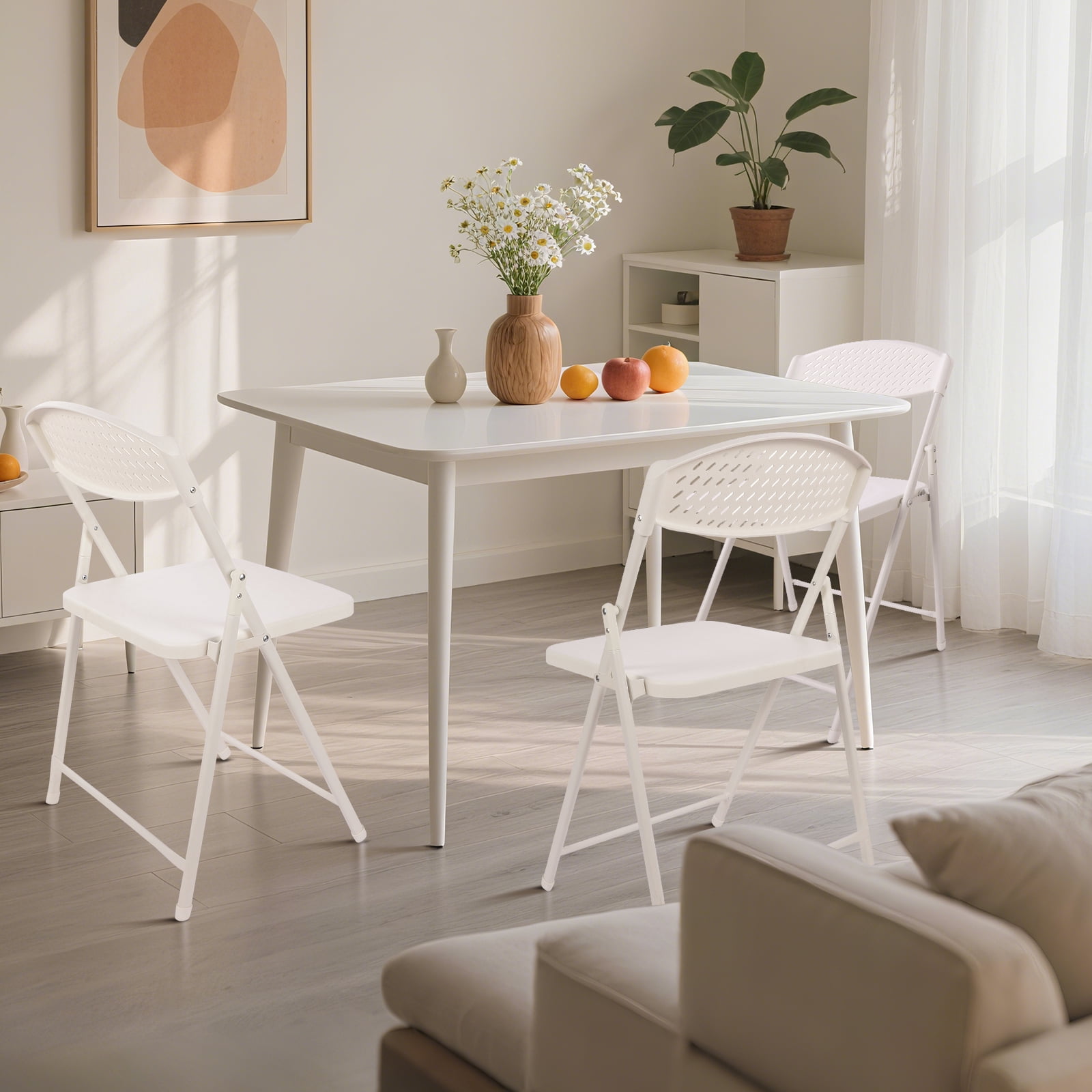 (2 pack) Mainstays Resin Light-Weight Folding Chairs, White (Set of 4)
