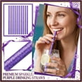 thumbnail image 2 of Eco-Chic Reusable Plastic Straws - 10pc Set in Vibrant Colors for Stylish Sipping（Purple）, 2 of 6