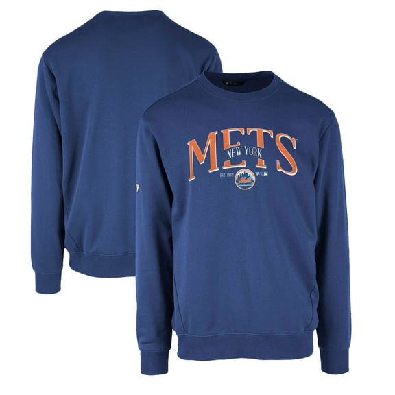 Men's Levelwear Royal New York Mets Zane Cooperstown Collection Retro Spellout Pullover Sweatshirt