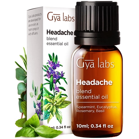 Gya Labs Headache Essential Oil Blend for Diffuser, Aromatherapy, Massage & DIY - 0.34 fl oz