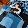 thumbnail image 4 of Homewish Blue Black Square 7pcs Bedding Comforter Set,Geometric Desgin Queen Bedding Sets,Modern Art Queen Sheet Sets For Adults,Luxury Bedroom Decor Reversible, 4 of 8