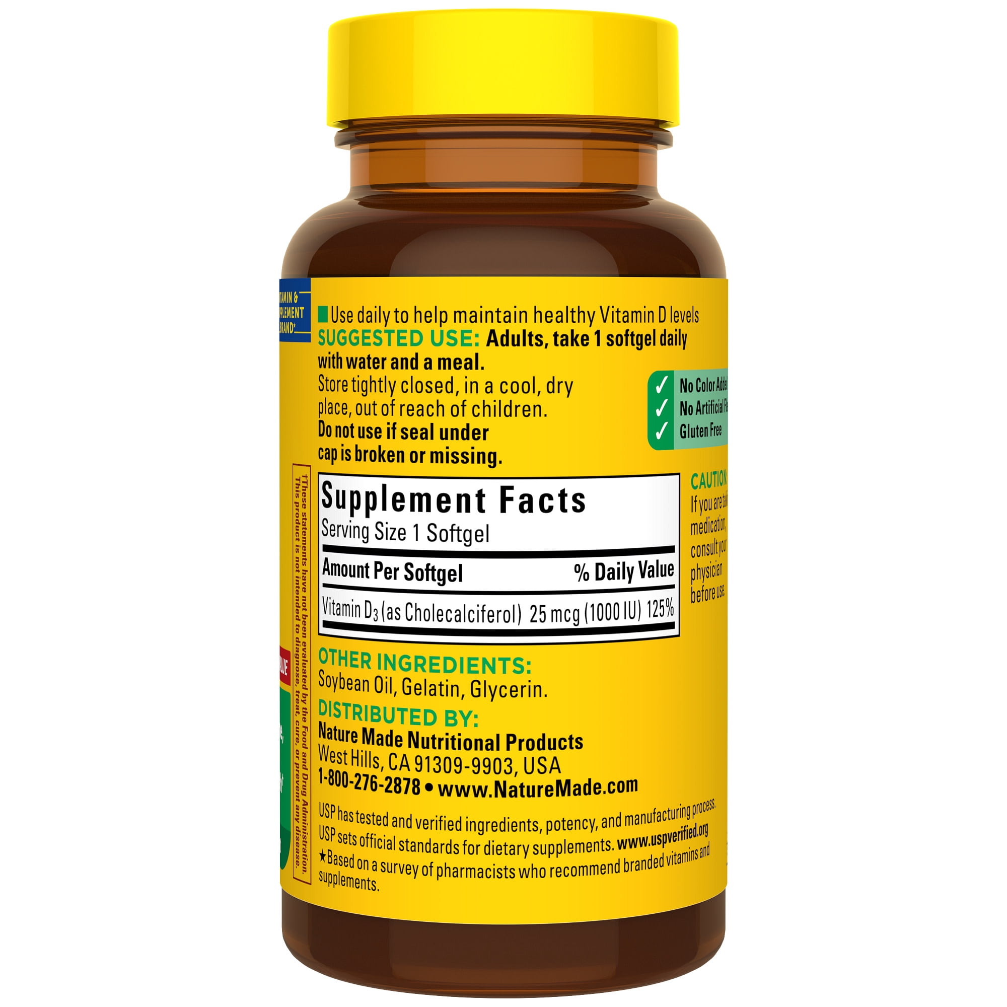 Nature Made Vitamin D3 1000 IU (25 mcg) Softgels, Dietary Supplement for Bone and Immune Health Support, 210 Count