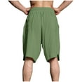 DLfVUB Mens Cotton Linen Shorts Casual Elastic Waist Drawstring Inseam