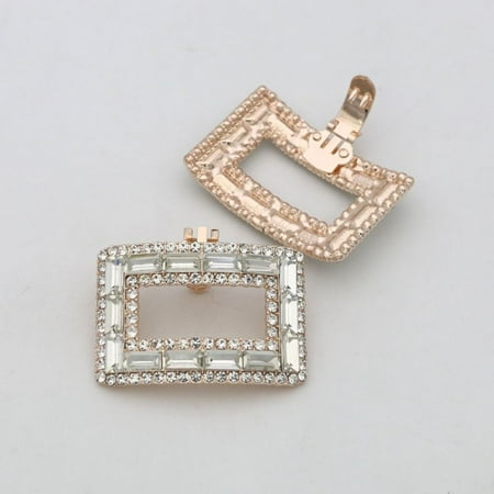 

1pcs Lady Wedding High Heel Square Clamp Shoe Decorations Charm Buckle Shiny Decorative Clips Shoe Clip GOLD