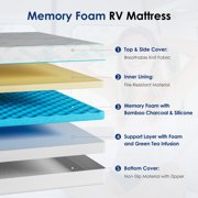 10-inch RV Latex Memory Foam Mattress, short king size, large format, free of glass fibers, medium hardness texture, breathable memory foam.