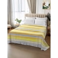 thumbnail image 2 of Yellow Nordic Style Stripes Twim XL Size Flat Sheet, Wrinkleproof & Fadeproof Cooling Flat Bed Sheet Only, Yellow Gray Texture Breathable Soft Bedding Top Sheets 66 x 102 Inches, 2 of 8