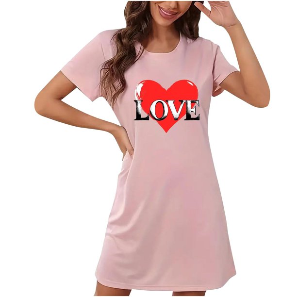 Camisón corto de talla grande para mujer, camisón de manga corta con estampado de pecho a la moda, camisón para mujer