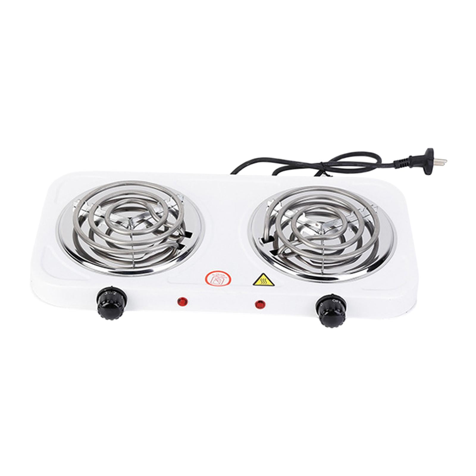 Double Burner Cooktop, 2000W Electric Cooktop for Home, Travel, Camping, Outdoor Activities, Power Indicator Lights Electric Coil Burner