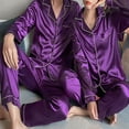 thumbnail image 5 of Women's Classic Button Down Long Satin Silk Pajama Set couples matching pajamas, 5 of 5