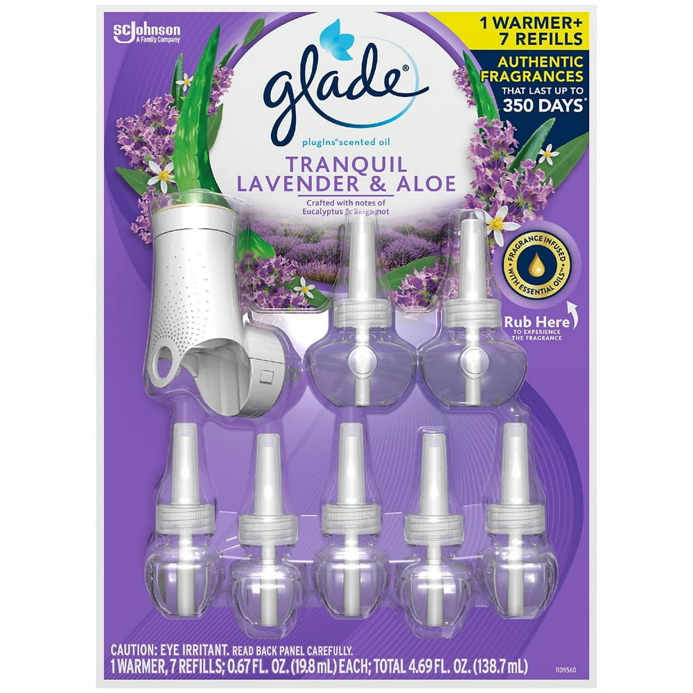 Glade Tranquil Lavender and Aloe Plug In Scented Oil Warmer with 7
