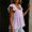 Purple, variant on Tops for Women Square Neck Cotton Linen Blouse Ruffle Sleeves Peplum Top Sweet Casual Summer Clean Outfits Khaki M