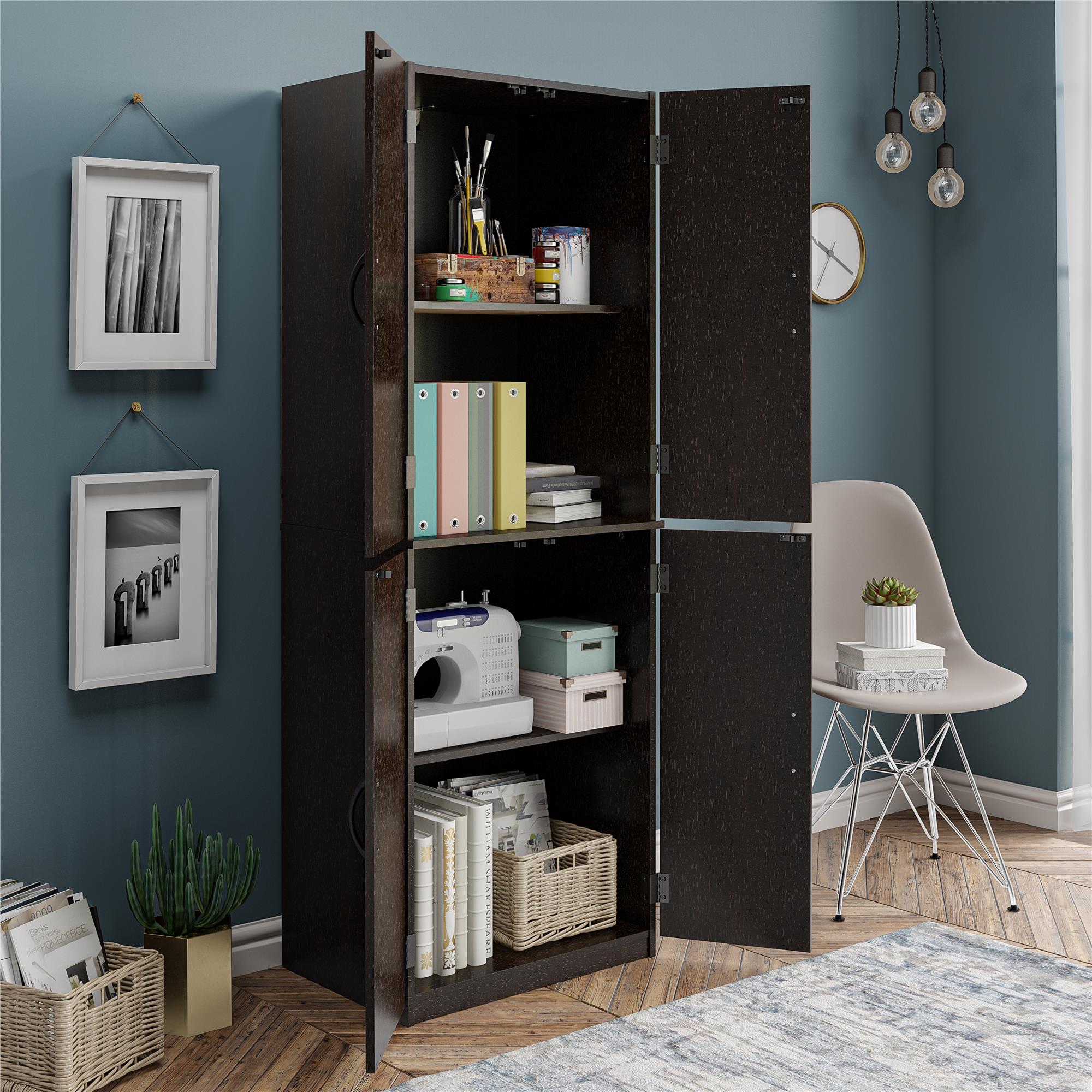 Mainstays 4-Door 5' Storage Cabinet, Dark Chocolate - image 5 of 9