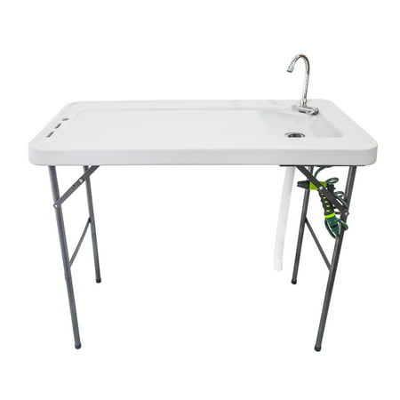Ubesgoo Folding Portable Fish Fillet Hunting Cutting Cleaning Table With Faucet Sprayer Sink And Drain Hose For Outdoor Garden Picnic Camping
