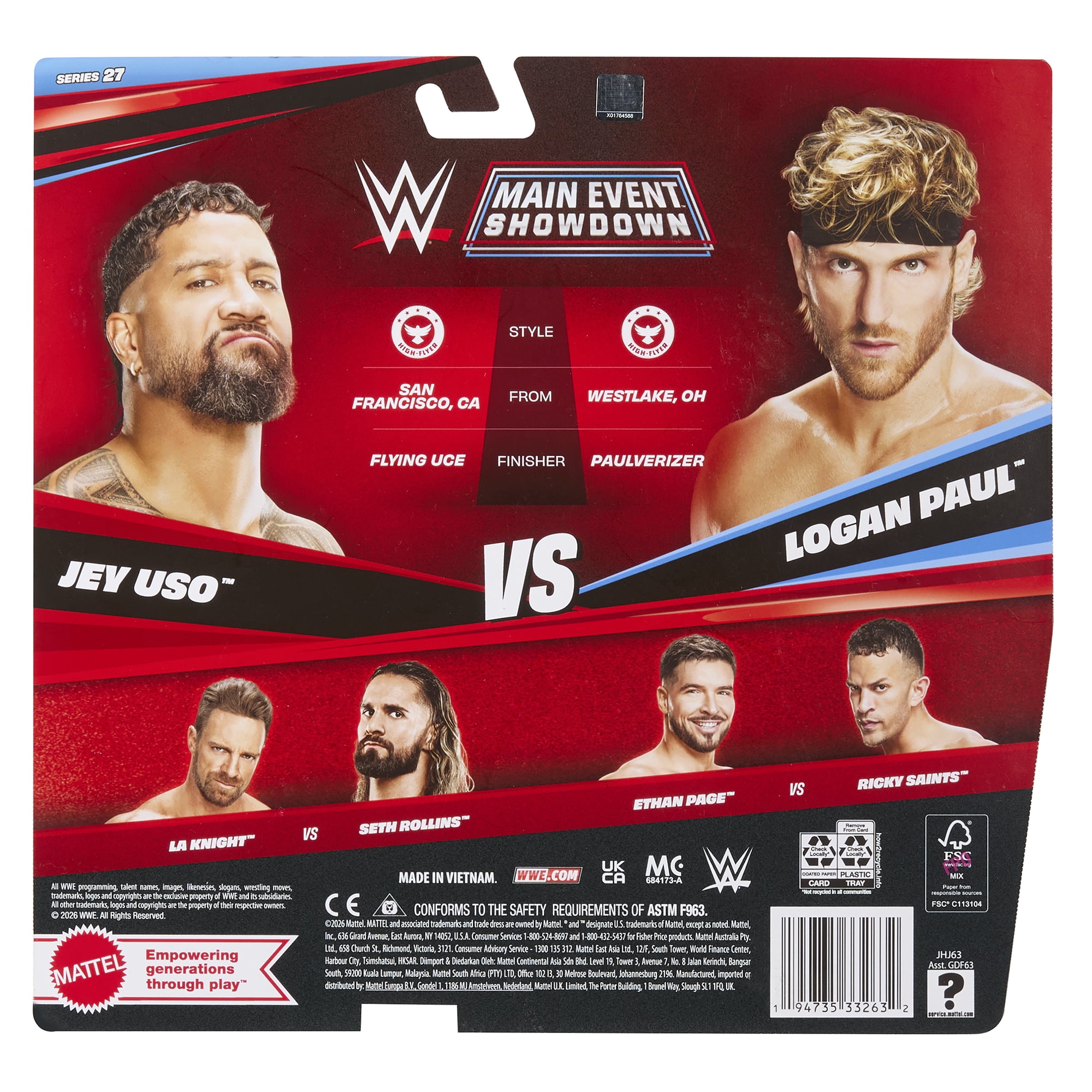 Jey Uso & Logan Paul - WWE Main Event 2-Packs 27 Mattel WWE Toy Wrestling Action Figures