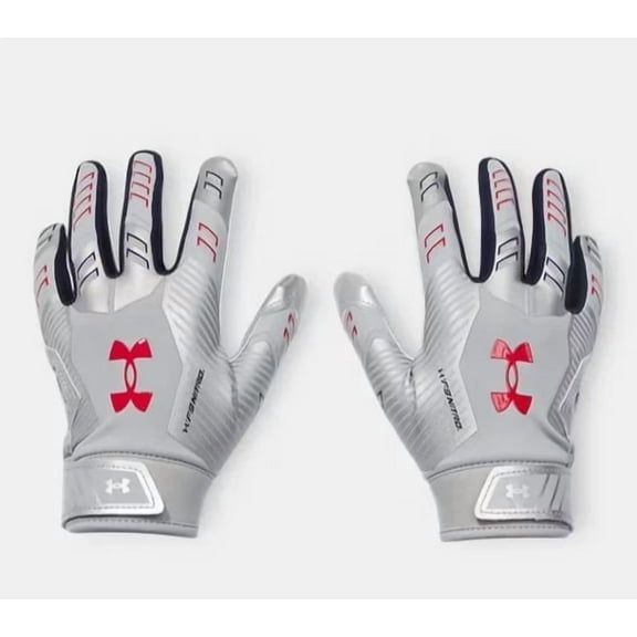 Under Armour UA F9 NITRO LE Gray/Blue Football Reciever Gloves