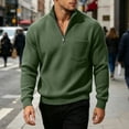 thumbnail image 6 of Nmnitkp Mens Sweatshirt Solid Corduroy Stand Collar Half Zip Long Sleeve Plus Size Pullover Loose Fit Chest Pocket Casual Layering Top for Fall Winter Office Daily Travel Weekend Wear Army Green,S, 6 of 9
