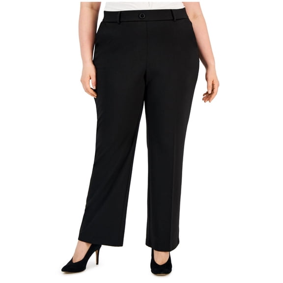 Kasper Womens Mid Rise Straight Leg Dress Pants, Black, Plus Size, 3X
