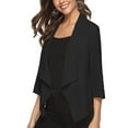 thumbnail image 5 of UTTOASFAY Coat Women'S Open Front Light Cardigan 3/4 Sleeve Thin Chiffon Blazer Black L, 5 of 9