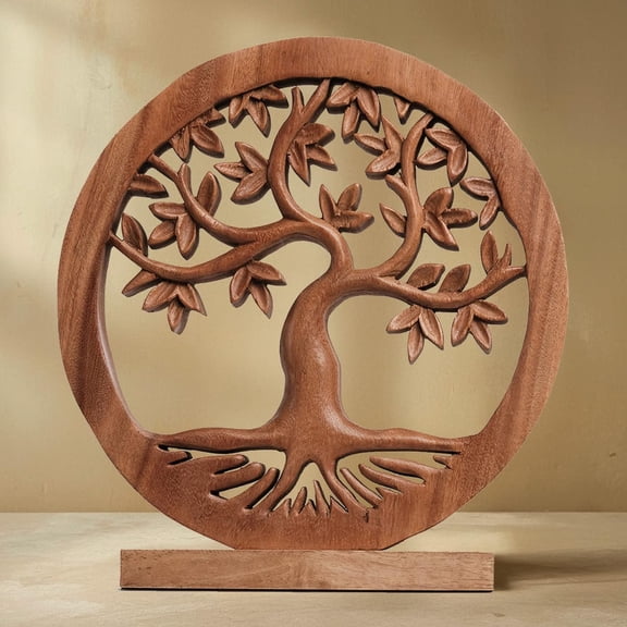 Decozen Home Decor Handmade Wooden Sculpture in Tree of Life Acacia Wood, Perfect for Mothers Day Gift