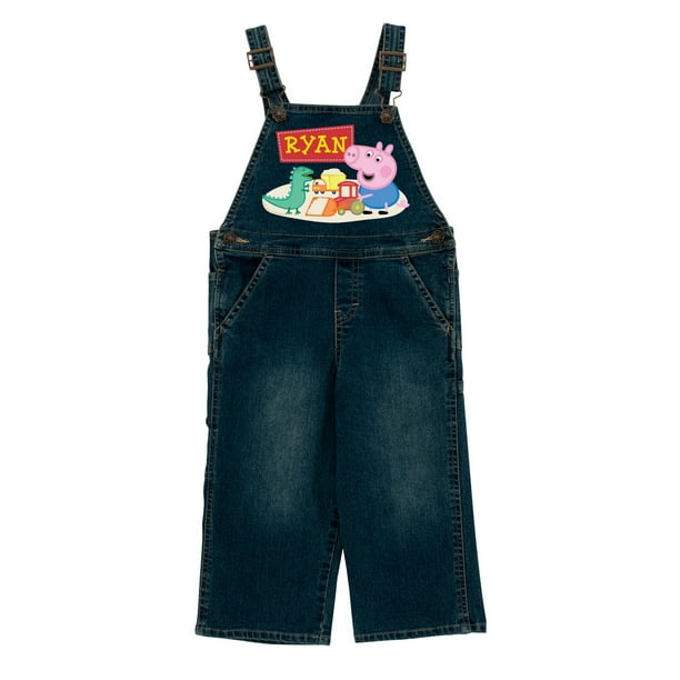 Peppa Pig Personalized Peppa Pig Playful George Toddler Denim Overalls Walmart Com Walmart Com