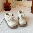 thumbnail image 4 of Owordtank Girls Cute Short Boots Cat Fish Doll Patchwork Booties Winter Warm Fuzzy Lining Fashion Ankle Boots, 4 of 8