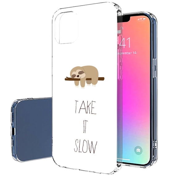 TalkingCase Slim Case for Apple iPhone 14, Slim Thin Gel Tpu Cover, Take It Slow Print, Light Weight, Flexible, Soft, Anti-Scratch, Printed in USA