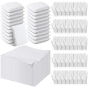 60 Pcs Wood Staining Applicator Kit Include Microfiber Sponge Applicator Pads Cotton Lint Free Cloth Disposable Nitrile Gloves for Wood Stain and Oil Based Finishes