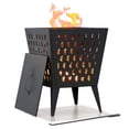 thumbnail image 7 of Sunjoy 18" Heavy Duty Steel Wood Burning Fire Pit, Outdoor Square Firepit with Spark Screen Lid and Poker for Patio Backyard, 7 of 7