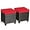 Mix Brown + Red, variant on WSSYzyzf 2 Pieces Outdoor Patio Ottoman, All Weather Rattan Wicker Ottoman Seat, Patio Rattan Furniture, Outdoor Footstool Footrest Seat w/Removable Cushions