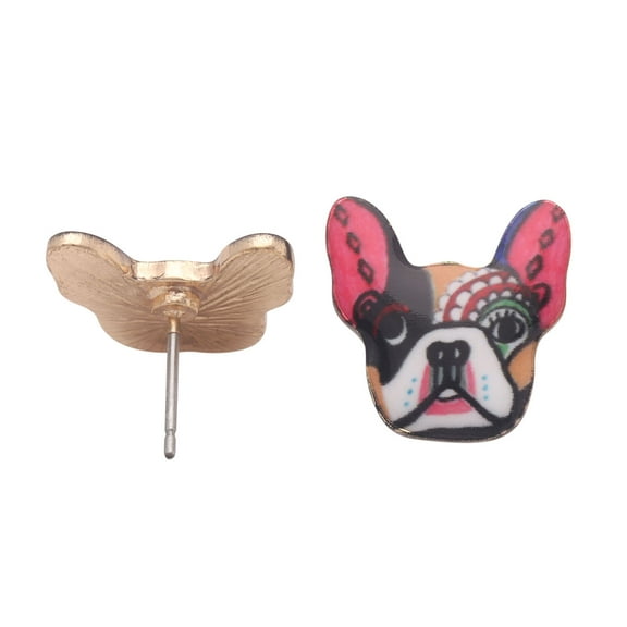 French Bulldog Boston Terrier Stud Earrings Enamel Colorful From the Ginger Lyne Collection