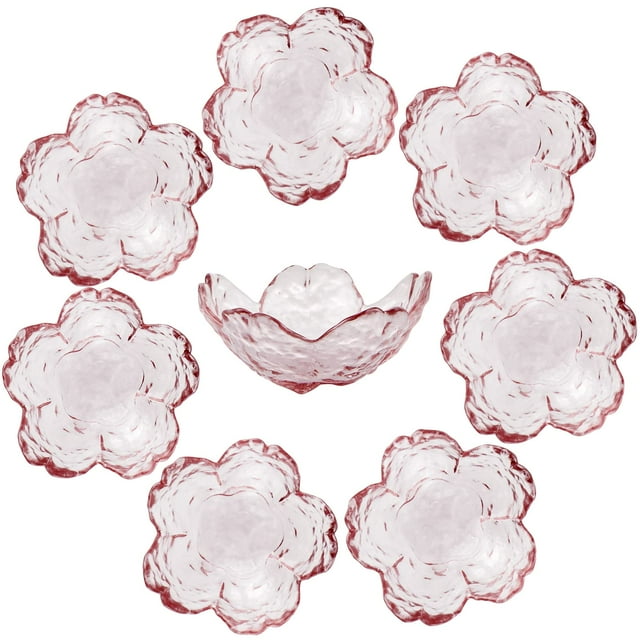 Platos de cristal para salsa de soja Sakura Sanbege, 8 unidades, color rosa