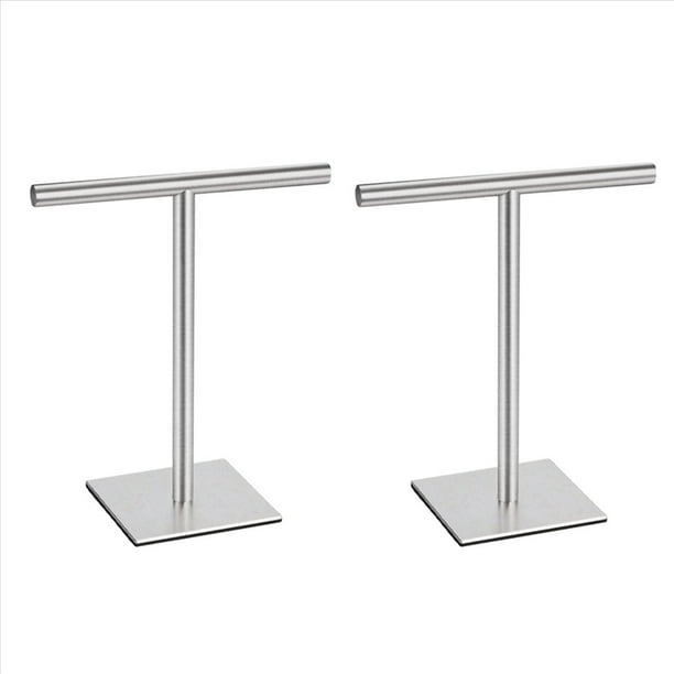 2X Soporte para Toallas de Mano para Tocador de BañO, Toallero de Pie de Acero Inoxidable, Barra para Toallas para BañO, Plateado