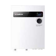 CAMPLUX 27kW 240V Tankless Electric Water Heater, TEW27, for Whole House Shower, White