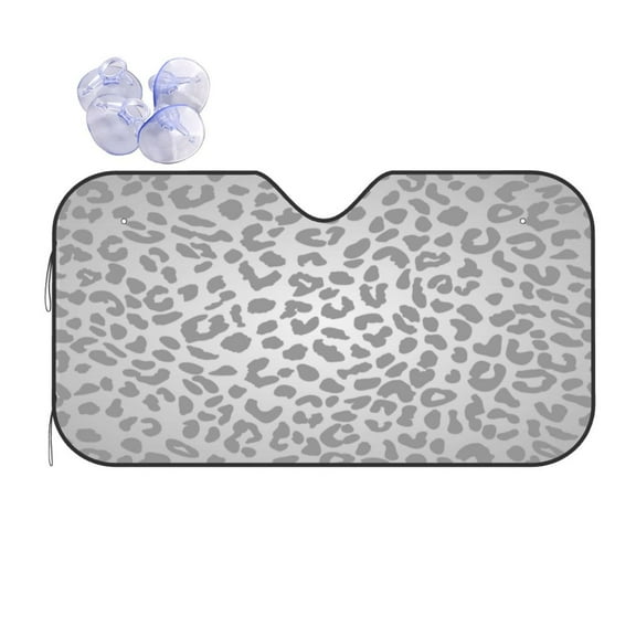 KAKALAD Leopard Print Animal Gray Pattern Snow Cheetah Universal Windshield Car Sun Shades Accordion Folding Auto Aluminum Sunshade 51"x 27.5"