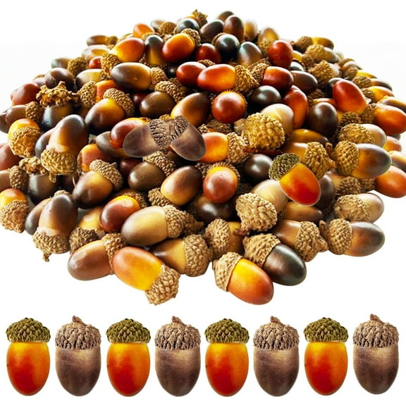 100 PCS Thanksgiving Mini Artificial Acorns,Bulk Fake Acorn with Natural Cap Lifelike for Fall Thanksgiving Halloween Decoration,Wedding Decor DIY Crafts