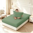 thumbnail image 4 of Manfei Modern Checkered Twin Fitted Sheet,Geometric Check Bedding,Olive,2-Piece,1 Fitted Sheet and 1 Pillowcase, 4 of 6