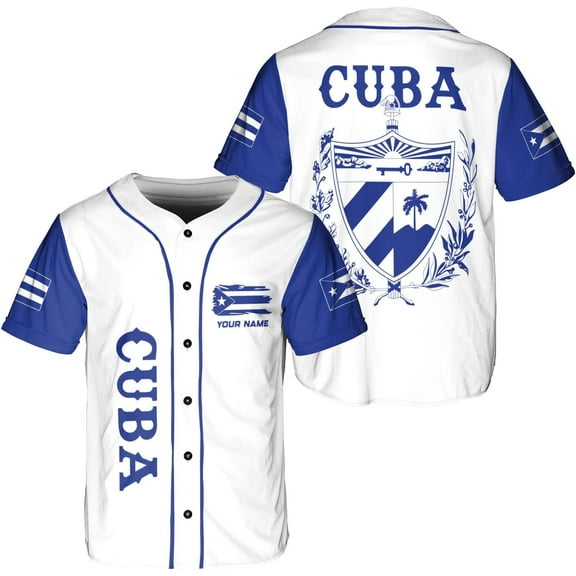 Personalized Cuba Baseball Shirt, Cuban Flag Jersey for Men and Women (S)