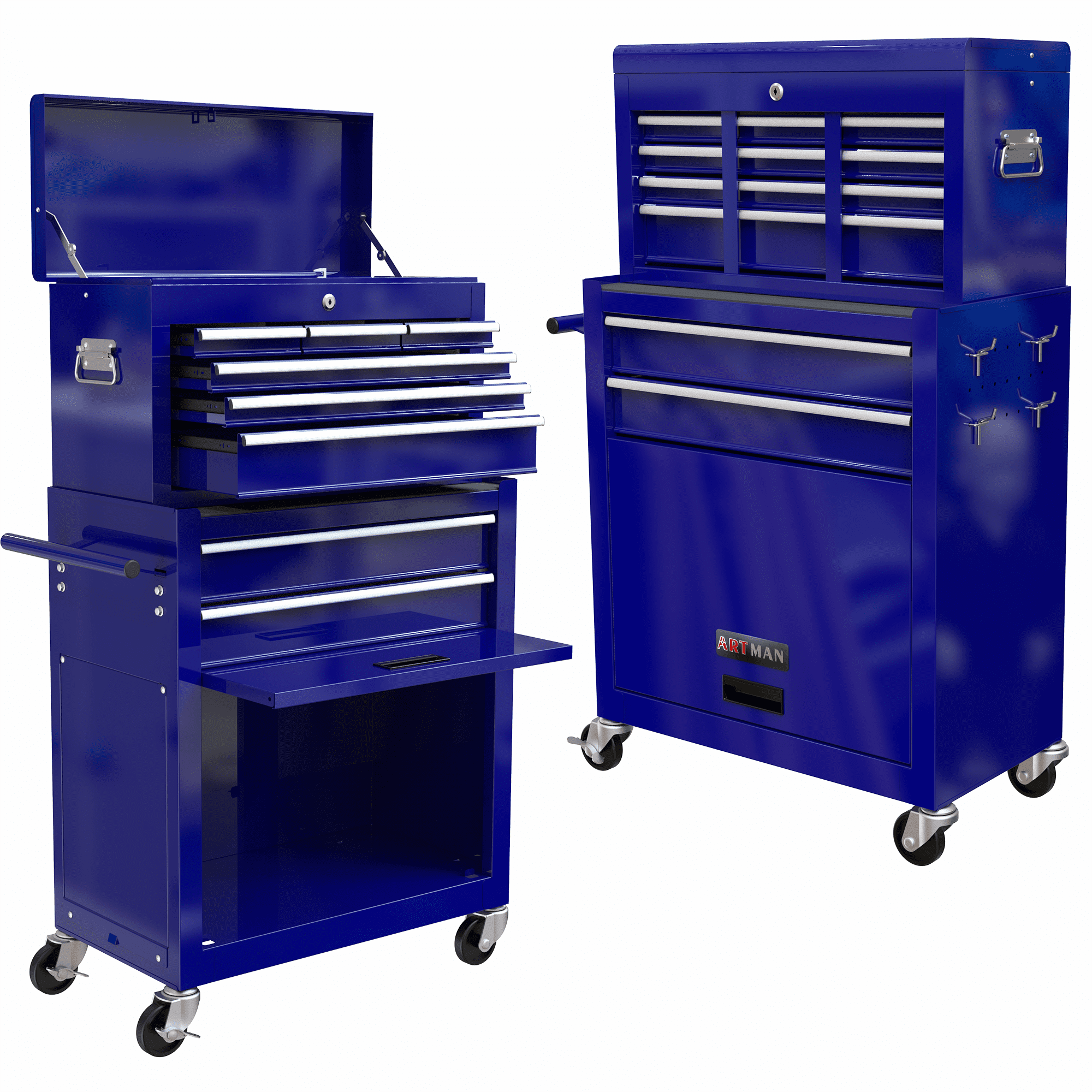 2IN1 Rolling Tool Chest Storage Box, Large Stainless Steel Tool Box