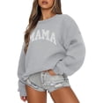 thumbnail image 2 of Ropa deportiva para mujer con cuello redondo, jersey informal de gran tamaño, sudadera con capucha, patrón de manga larga estampado gris, 2 of 5